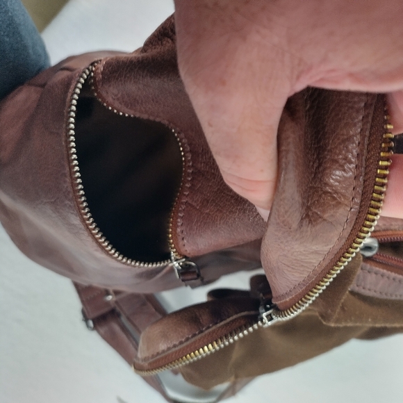 Vilenca Holland Dome Top Soft Genuine Leather Lined Backpack Brown Satchel Bag - Picture 10 of 16